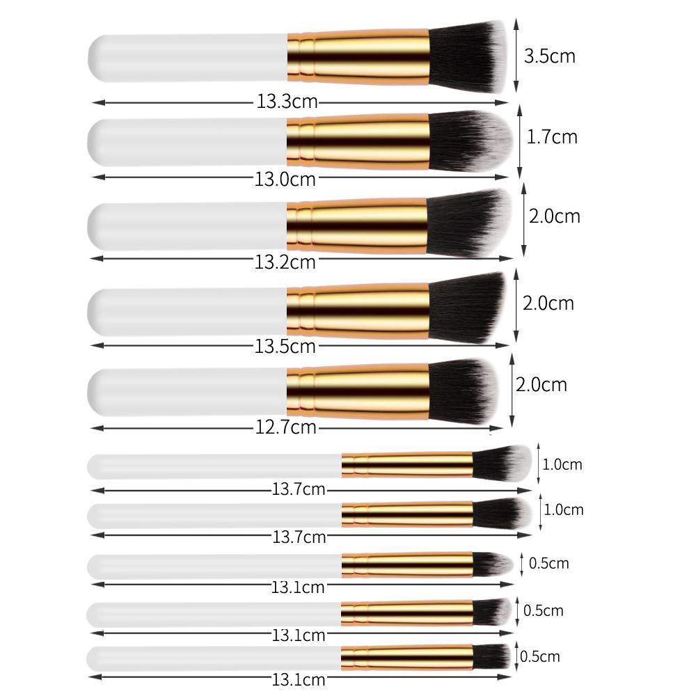 White Gold Travel Kit Mini Makeup Brush Set of 10