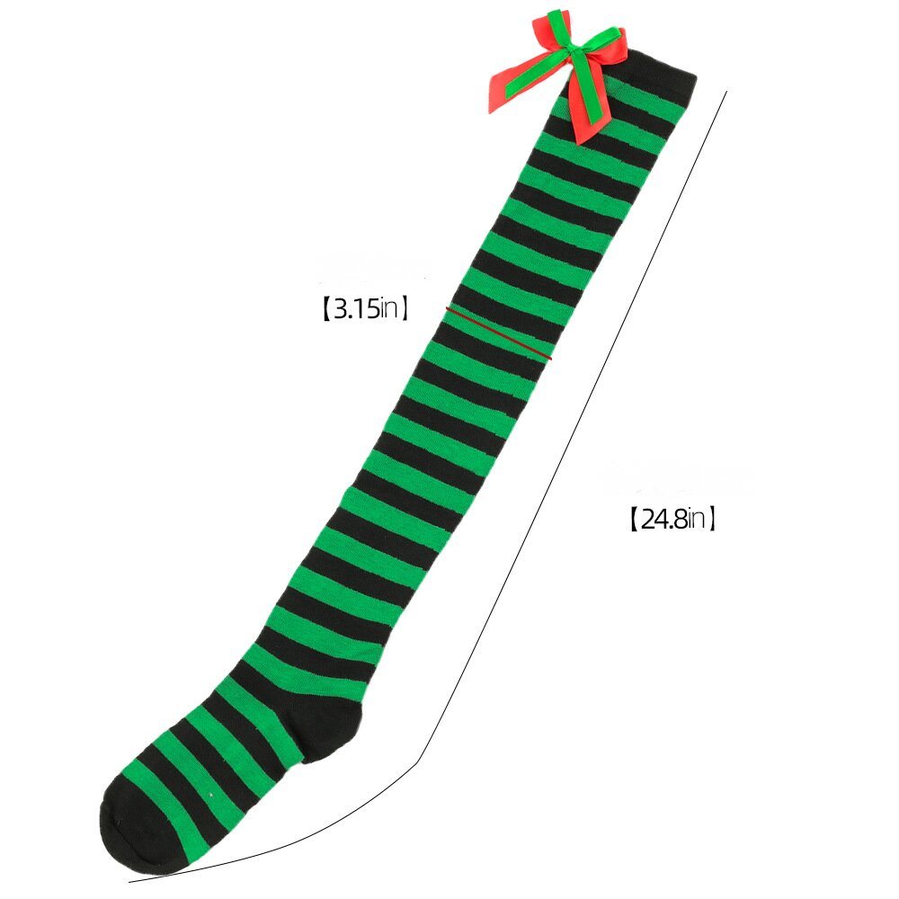 4pcs Women Christmas Long Tube Knee Socks Striped