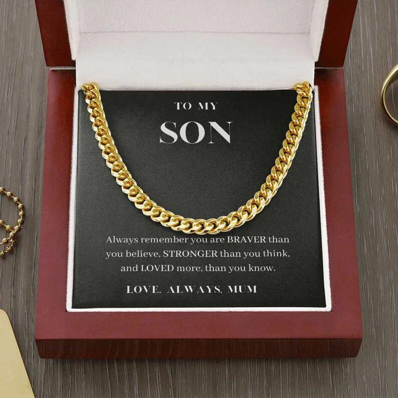 Titanium Steel Cuban Link Necklace Gift For Son