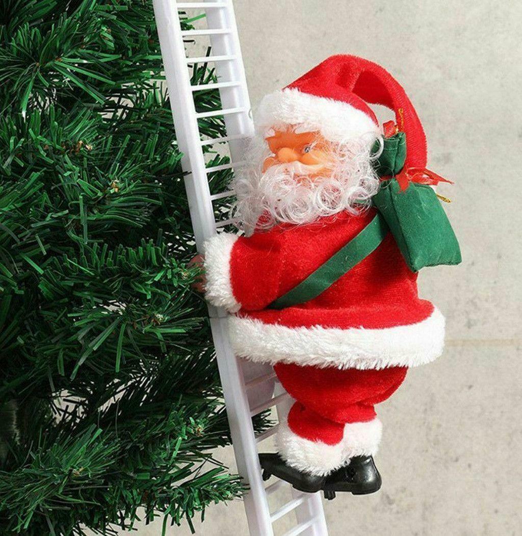 Santa Claus Climbing Christmas Tree Ornament