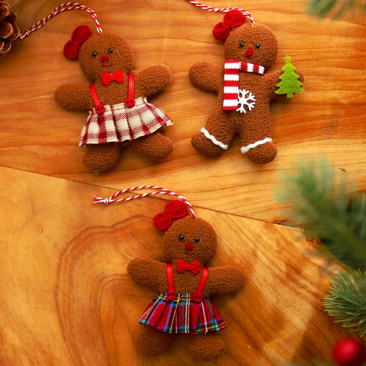 12 piece girls and boys Gingerbread Christmas Ornaments