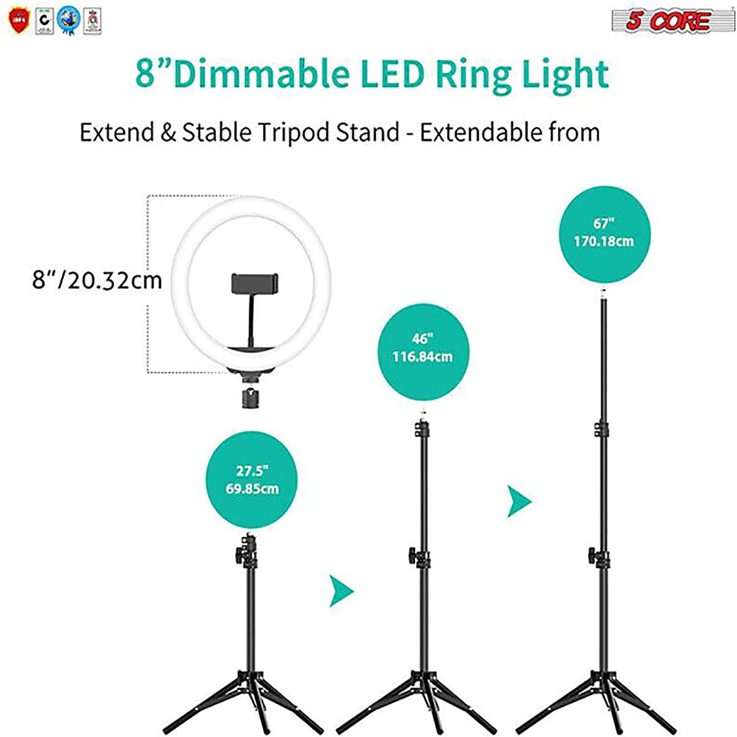 LED Ring Light with Tripod Stand and Phone Holder