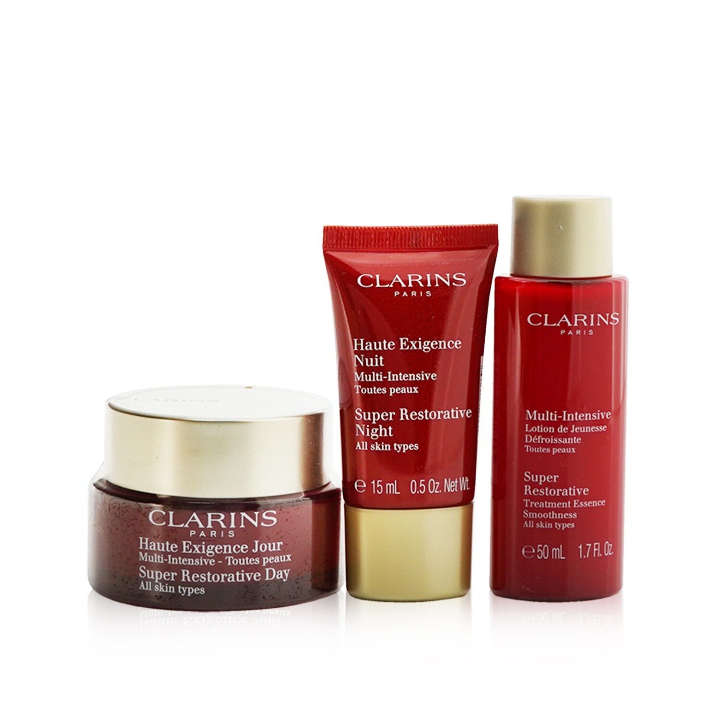 Clarins Super Restorative Collection: Facial Day Cream 50ml+ Night Cream 15ml+ Treatment Essence 50ml+ Pouch