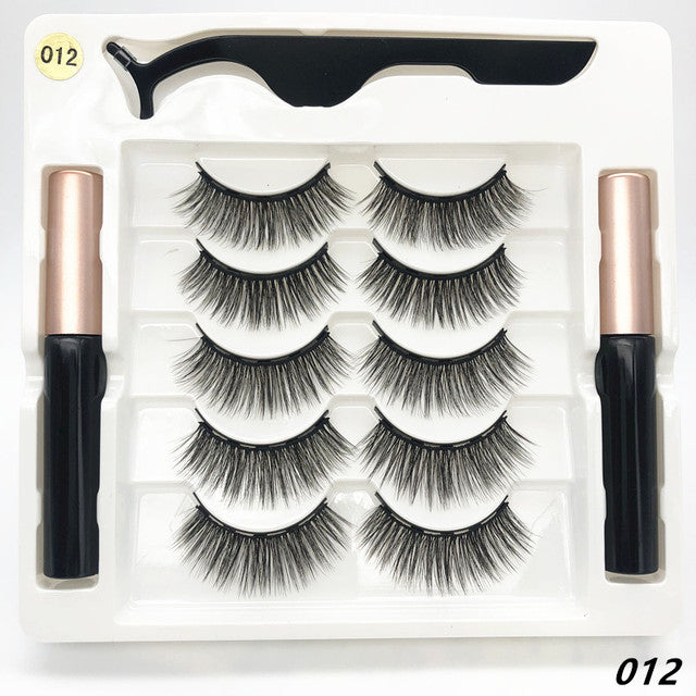 5 pairs of magnetic eyelashes with liner
