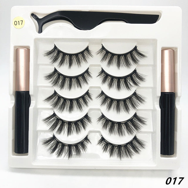 5 pairs of magnetic eyelashes with liner